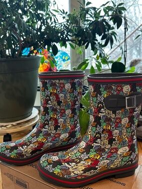 BOBS from Skechers Multicolor Dog Print Women's Rain Boots